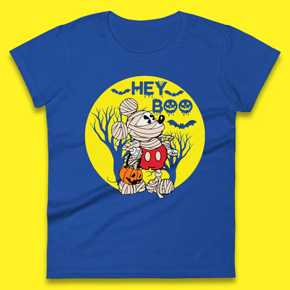 Hey Boo Disney Halloween Mickey Mouse Mummy Trick Or Treat Spooky Vibes Womens Tee Top