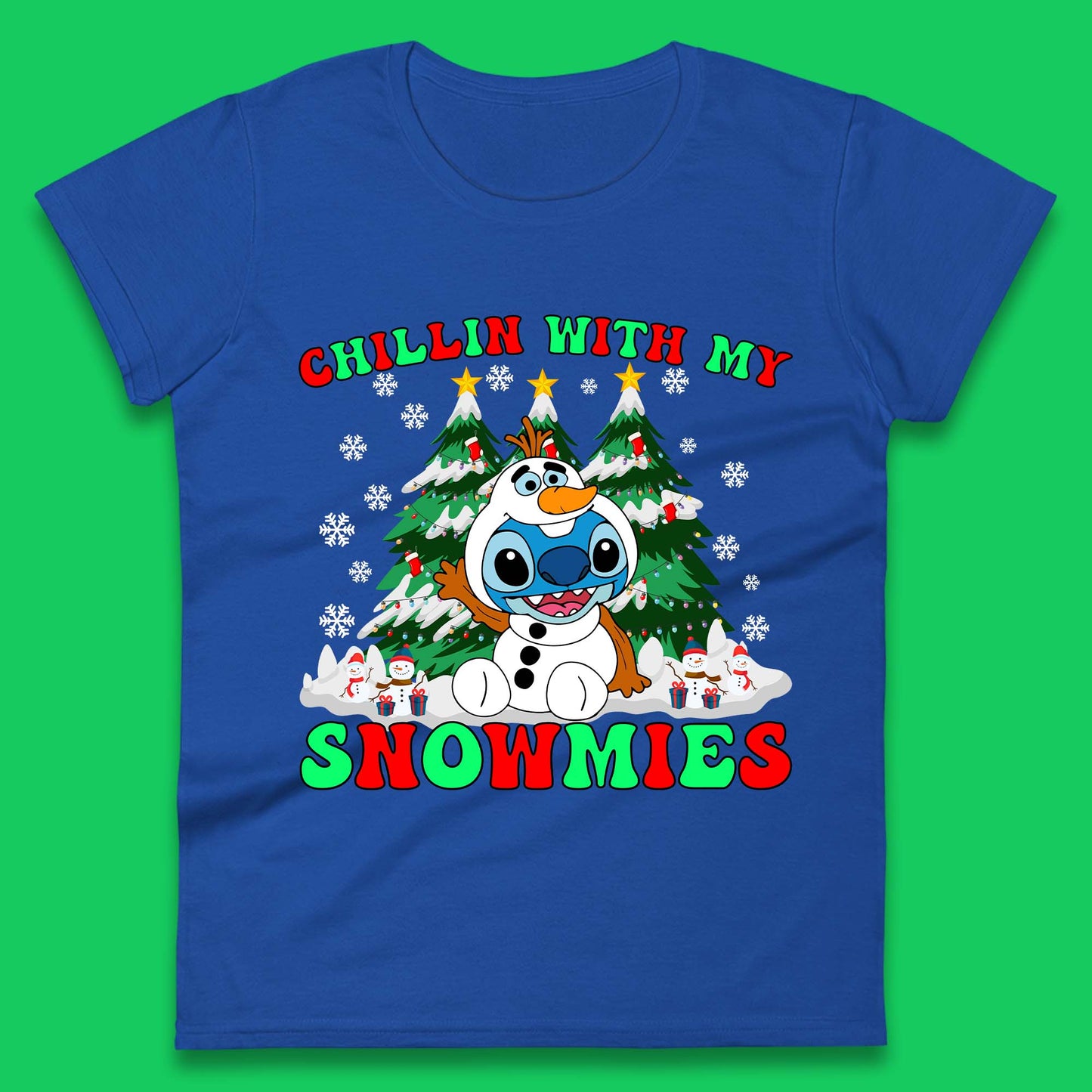 Snowman Stitch Christmas Womens T-Shirt