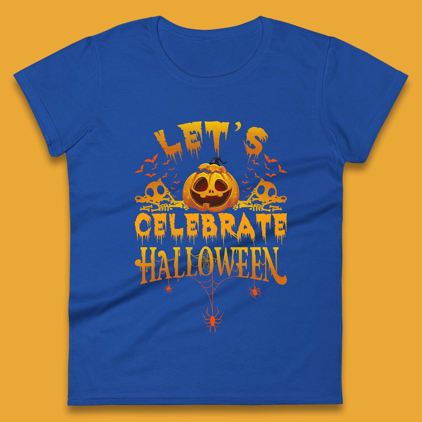 Let's Celebrate Halloween Horror Evil Pumpkin Scary Spooky Womens Tee Top