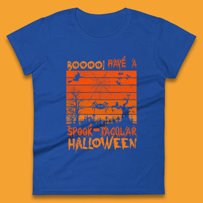 Booo Have A Spook Tacular Halloween Graveyards With Dead Tree Horror Scary Womens Tee Top