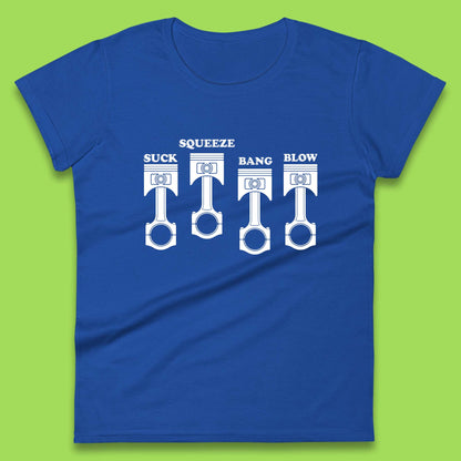 Suck Squeeze Band Blow Funny Car Lovers Joke Racers Riders Drifting Race Womens Tee Top