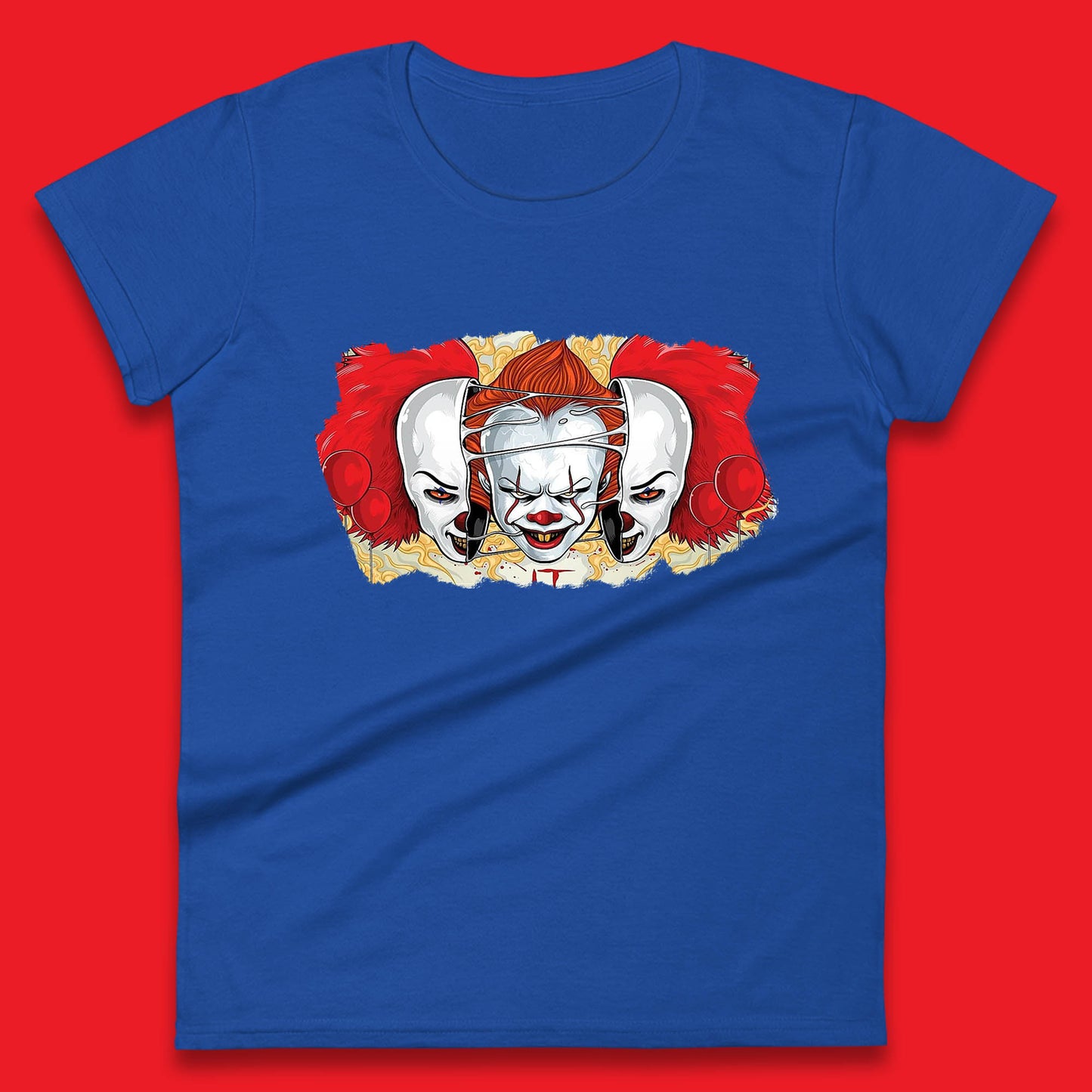 IT Pennywise Clown Halloween Horror Movie Character Evil Clown Costume Serial Killer Womens Tee Top