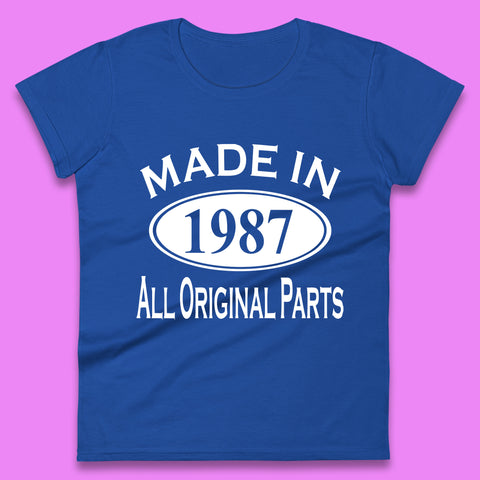 Made In 1987 All Original Parts Vintage Retro 36th Birthday Funny 36 Years Old Birthday Gift Womens Tee Top
