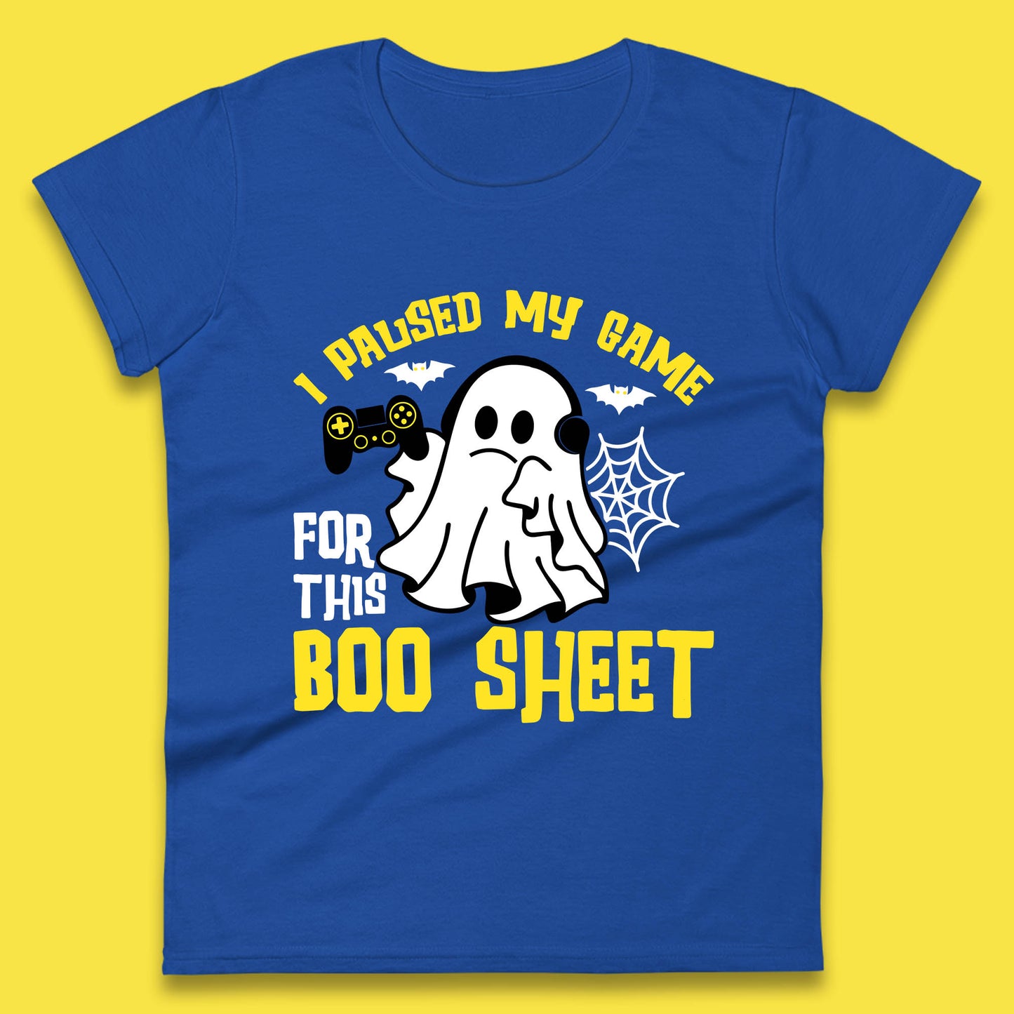 I Paused My Game For This Boo Sheet Ghost With Controller Halloween Gamer Womens Tee Top