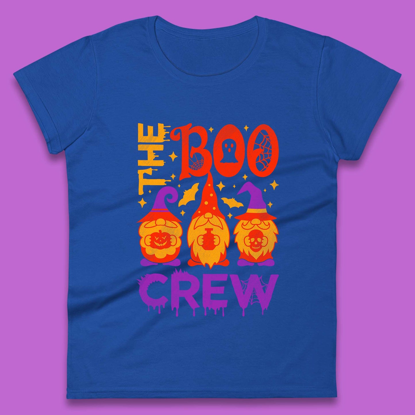 The Boo Crew Halloween Gnomes Squad Horror Scary Spooky Matching Costume Womens Tee Top