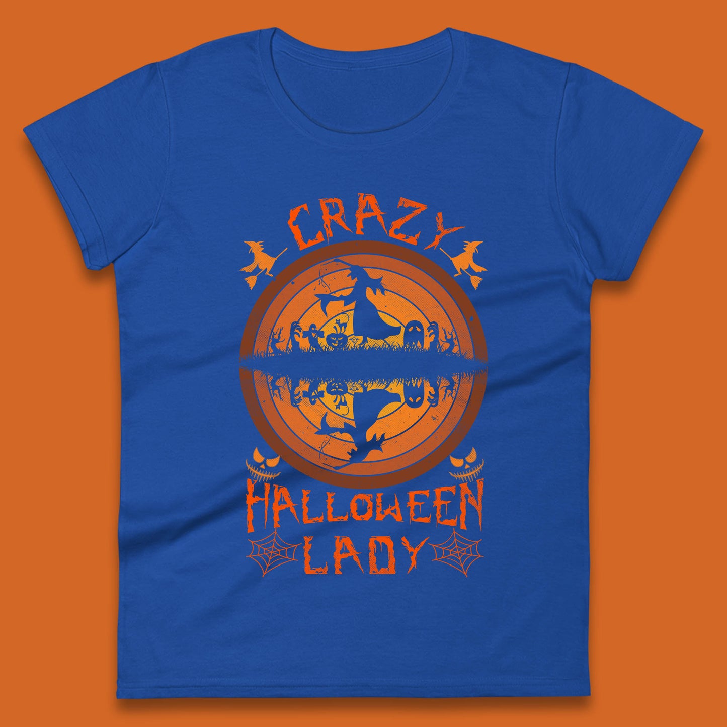 Crazy Halloween Lady Scary Spooky Witch Riding Halloween Witches Be Crazy Womens Tee Top