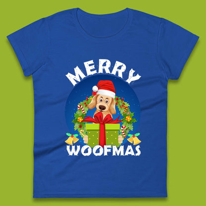 merry woofmas christmas golden retriever dog womens t shirt