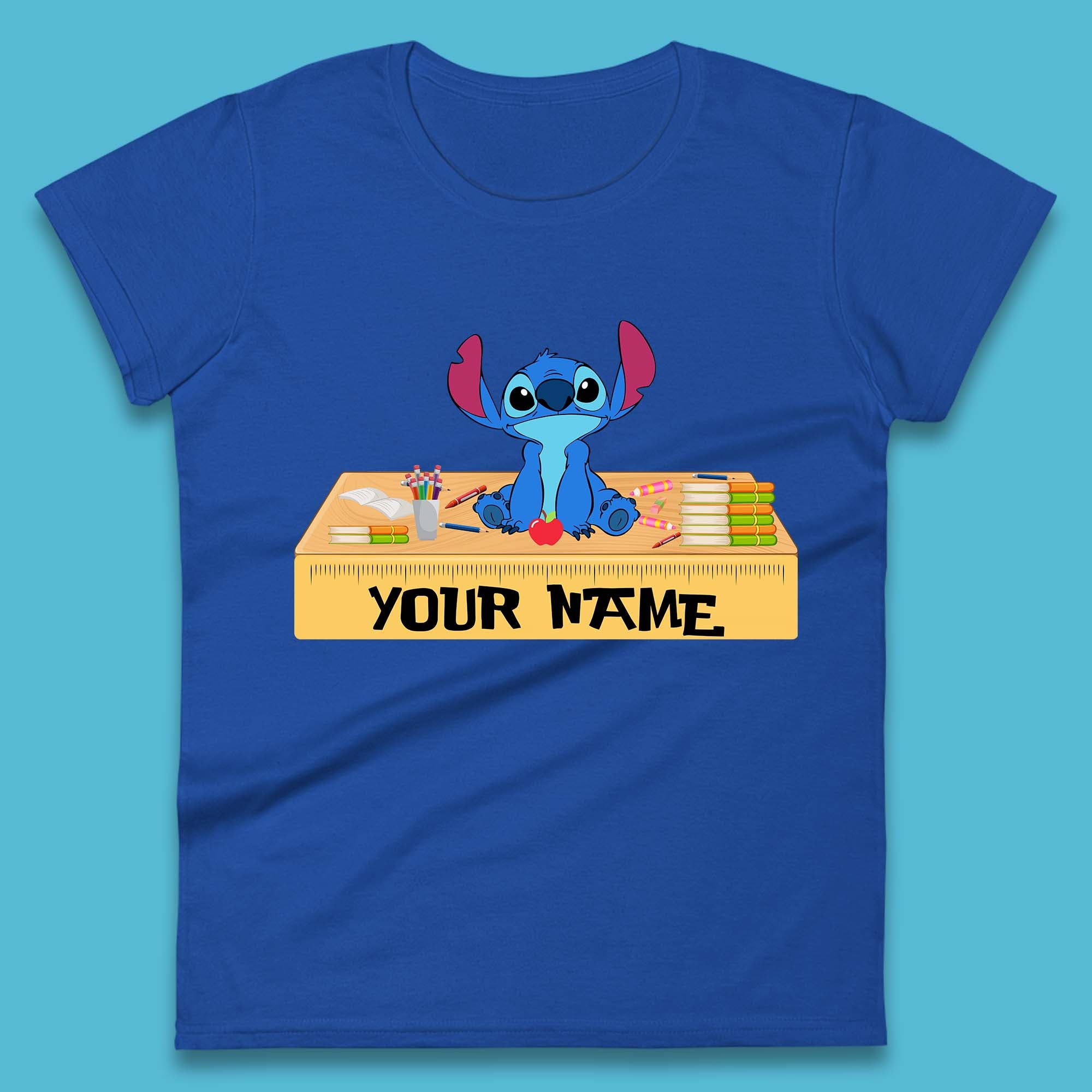 Personalised Disney Stitch Welcome Back To School Your Name Lilo & Stitch School First Day Of School Womens Tee Top