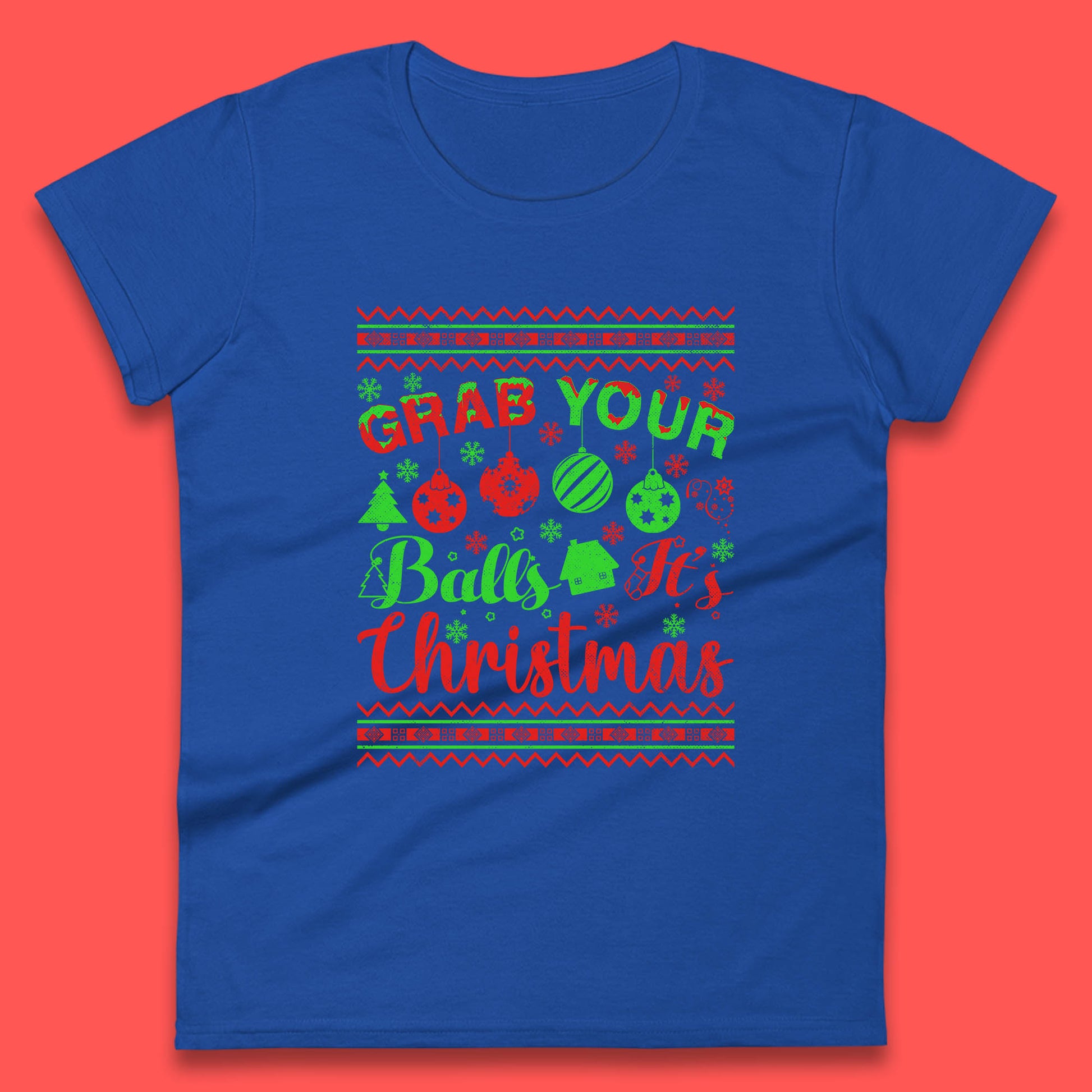grab your balls christmas funny womens t shirt