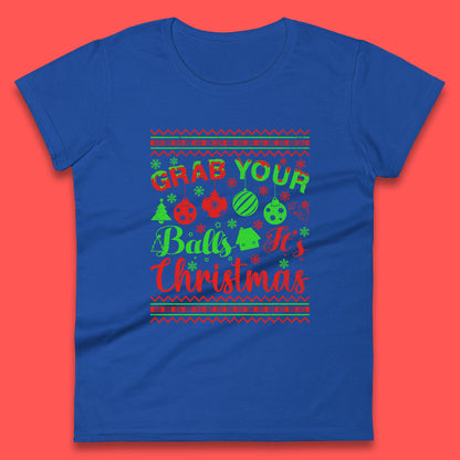 grab your balls christmas funny womens t shirt