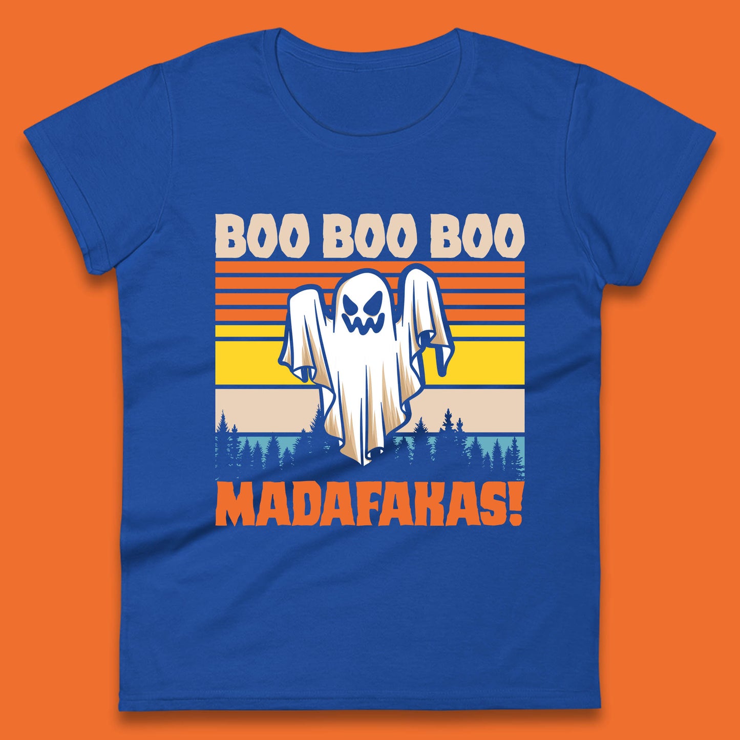 Ghost Say Boo Boo Boo Madafakas Halloween Vintage Horror Scary Boo Ghost Womens Tee Top