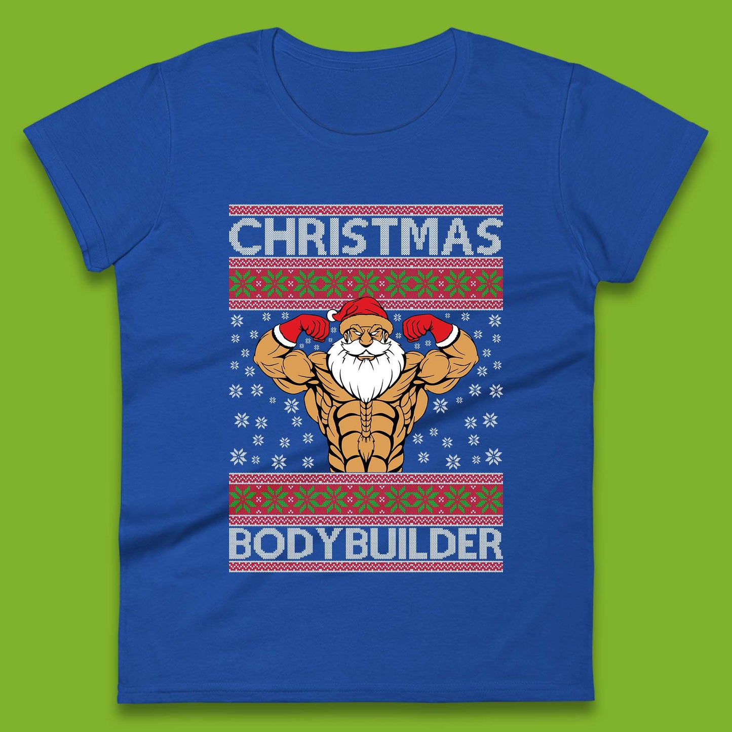 Ugly Christmas Bodybuilder Womens T-Shirt