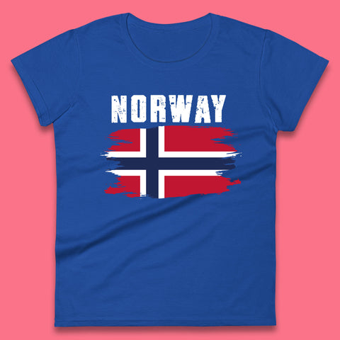 Distressed Norway Flag Kingdom Of Norway Patriotic Norwegian Flag Womens Tee Top