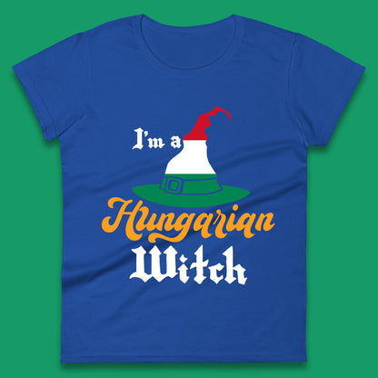 I'm A Hungarian Witch Halloween Witch Hat Hungarian Flag Womens Tee Top