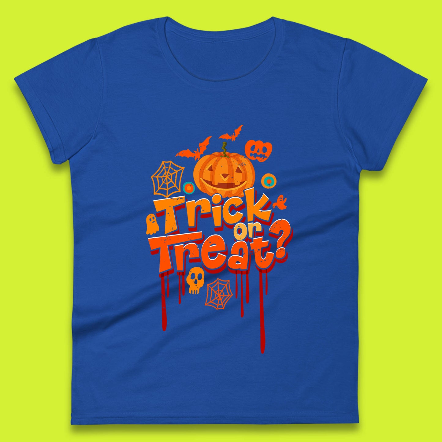 Trick Or Treat Halloween Pumpkin Blood Dripping Horror Scary Spooky Season Womens Tee Top