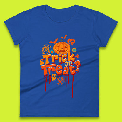 Trick Or Treat Halloween Pumpkin Blood Dripping Horror Scary Spooky Season Womens Tee Top
