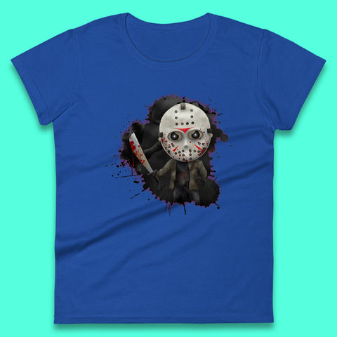 Chibi Jason Voorhees Holding Bloody Knife Halloween Friday The 13th Horror Movie Character Womens Tee Top