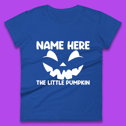 Personalised Your Name Here The Little Pumpkin Jack O Lantern Scary Spooky Face Womens Tee Top
