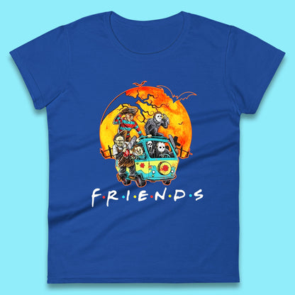 Friends Van Halloween Scooby Doo Mystery Machine Horror Movie Villians Characters Womens Tee Top