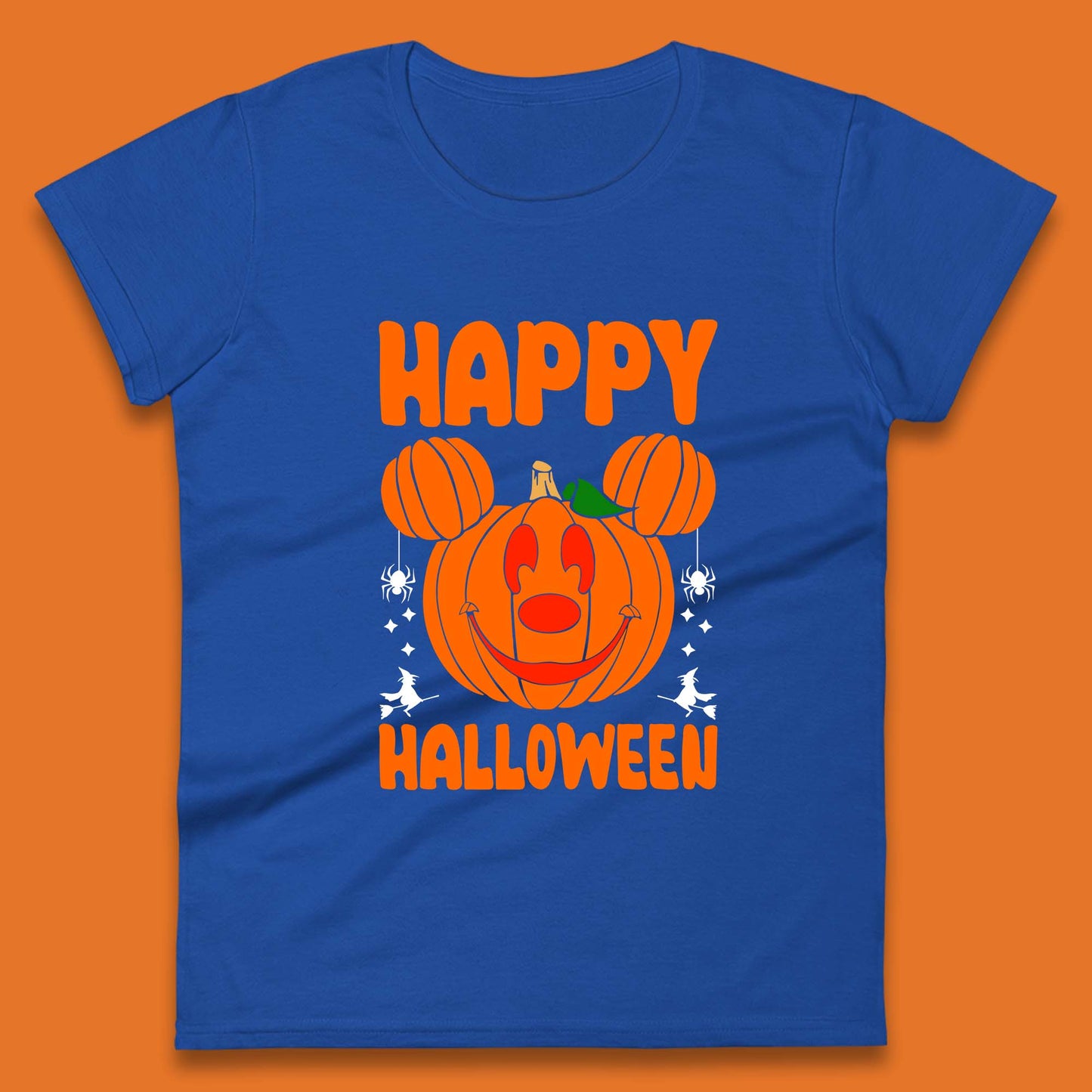 Happy Halloween Disney Mickey Mouse Jack-o-lantern Pumpkin Face Horror Scary Disney Trip Womens Tee Top