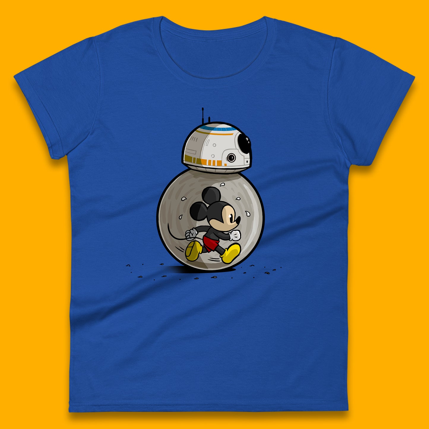 Disney Mickey Mouse BB-8 Funny Star Wars BB8 Running Mickey Disney Trip Star Wars 46th Anniversary Womens Tee Top