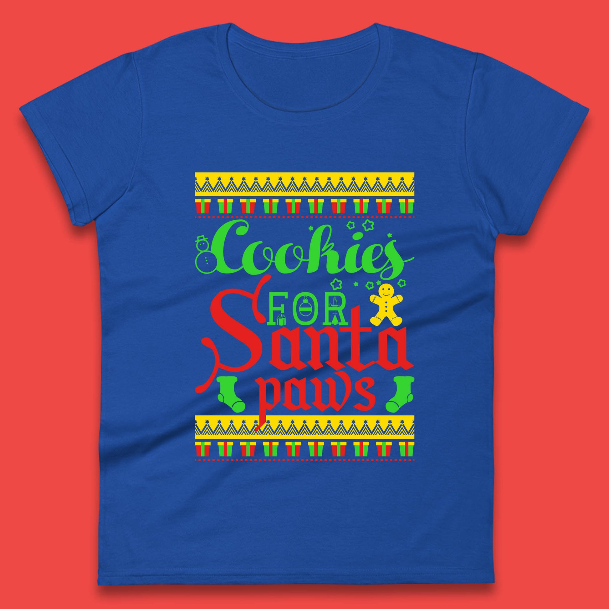 christmas cookies for santa paws womens t shirt