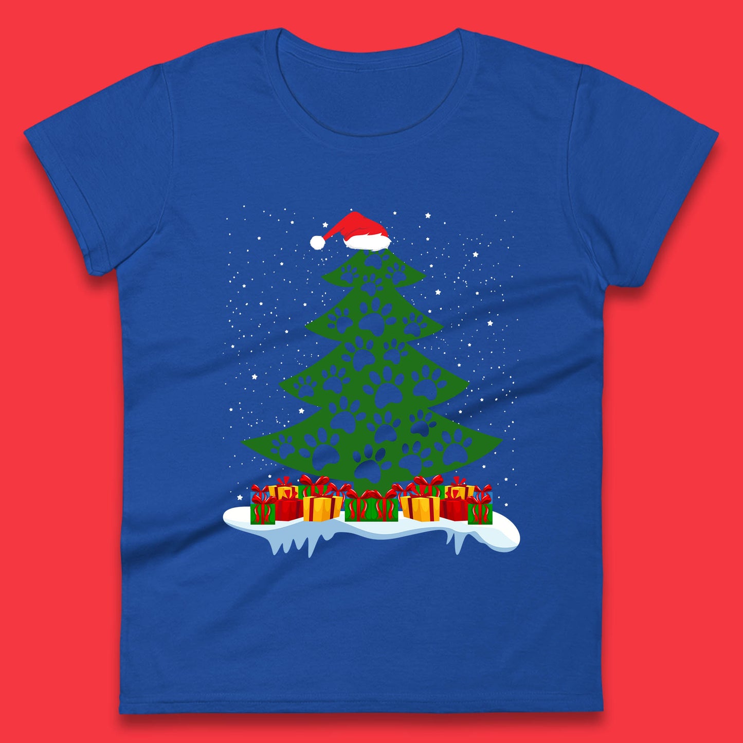 christmas tree with paw prints of dogs t shirt