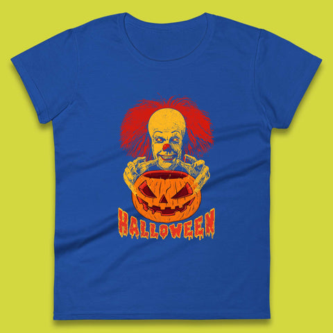 Pennywise Clown Hands Halloween Pumpkin IT Pennywise Clown Horror Movie Fictional Character Womens Tee Top