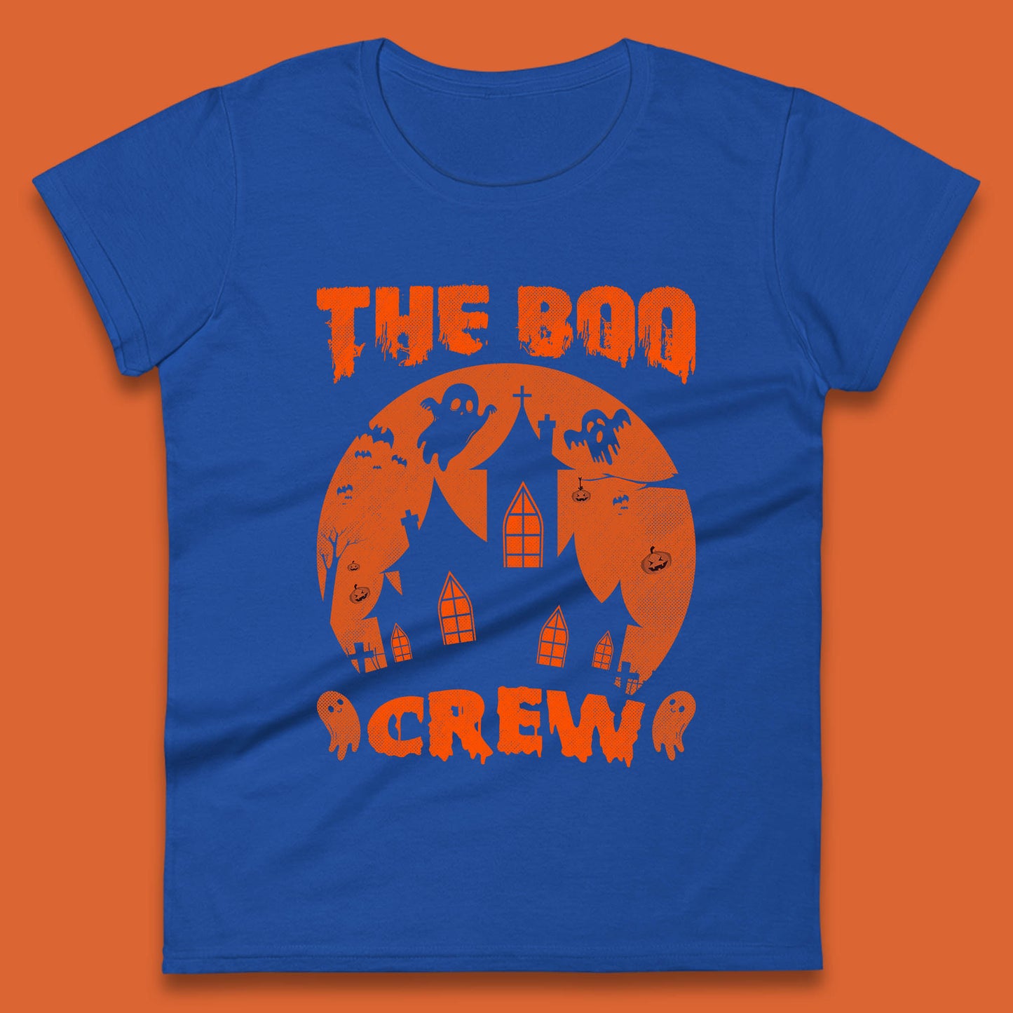 The Boo Crew Halloween Boo Squad Matching Costume Haunted House Horror Boo Ghost Womens Tee Top