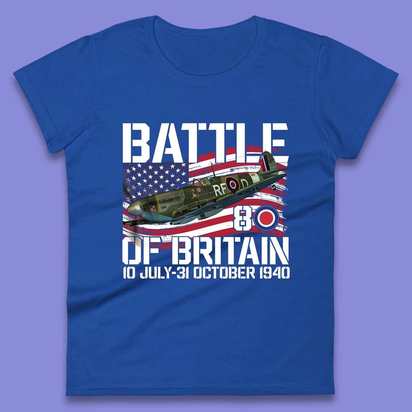 Battle Of Britain 10 July To 31 October 1940 WW2 Fighter Jet British Airforce Womens Tee Top