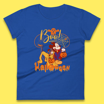 Boo Halloween Mickey Mouse And Pluto Friends Disney Halloween Disneyland Trip Womens Tee Top