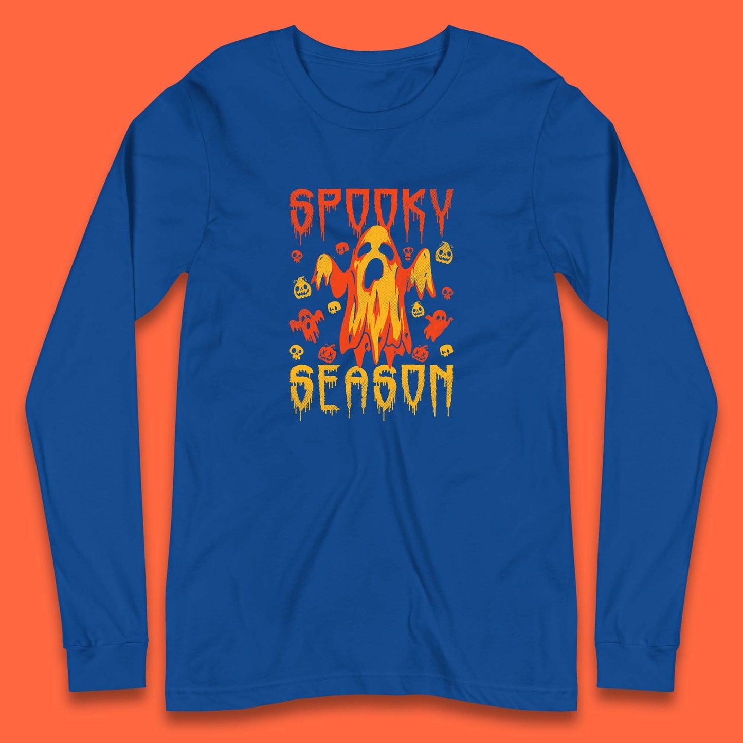 Spooky Season Halloween Ugly Scary Boo Ghost Halloween Vibes Long Sleeve T Shirt