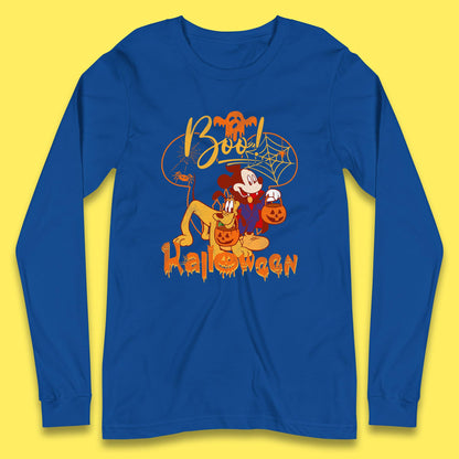 Boo Halloween Mickey Mouse And Pluto Friends Disney Halloween Disneyland Trip Long Sleeve T Shirt