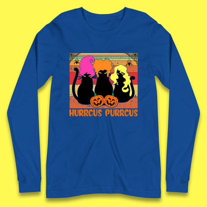 Vintage Halloween Witches Hurrcus Purrucs Scary Cat Horror Pumpkin Faces Hocus Pocus Halloween Costume Long Sleeve T Shirt