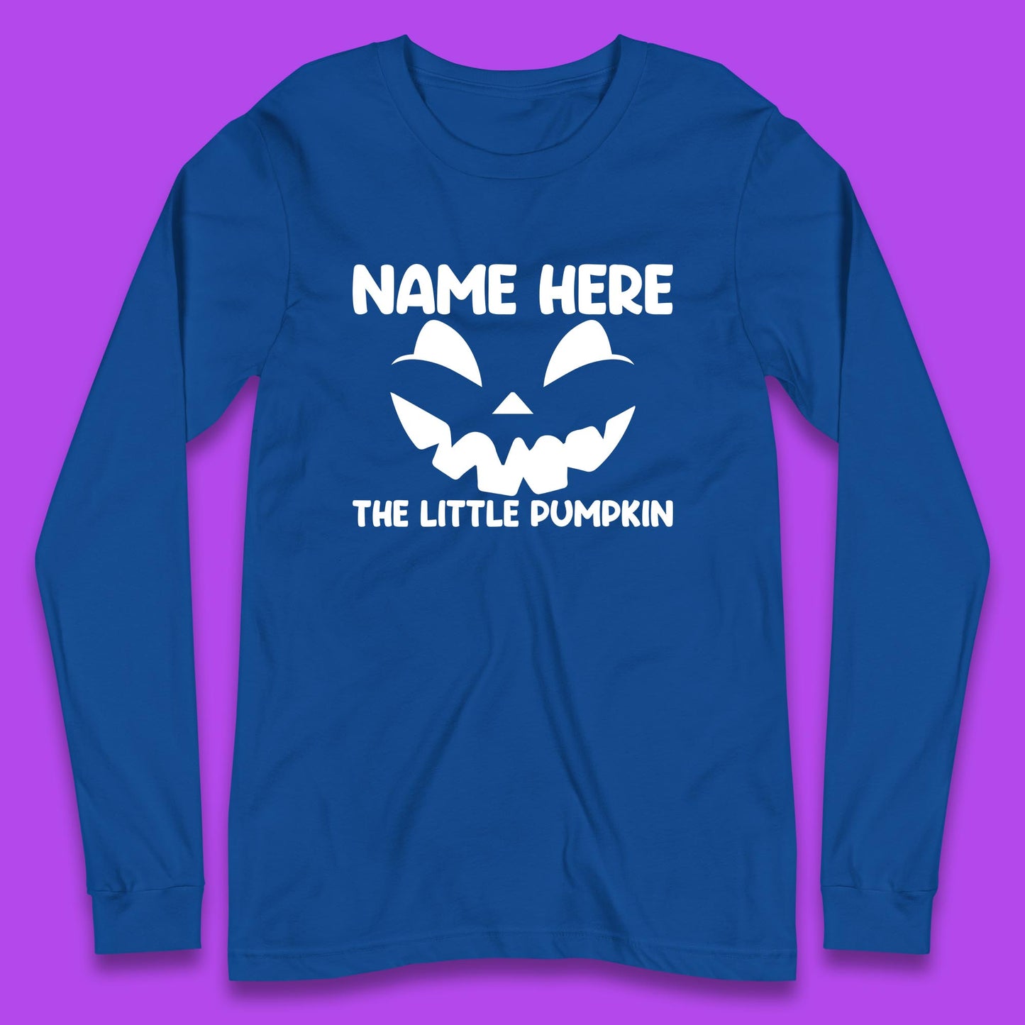 Personalised Your Name Here The Little Pumpkin Jack O Lantern Scary Spooky Face Long Sleeve T Shirt