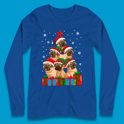 pug dog christmas long sleeve t shirt