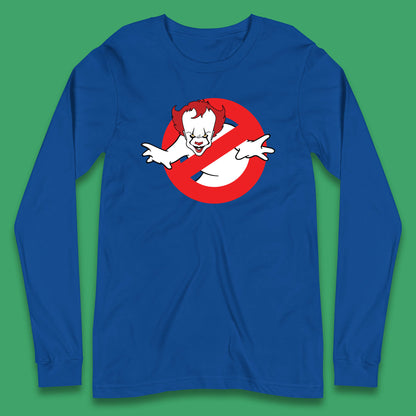 The Real Ghostbusters No Ghost Halloween IT Pennywise Clown Movie Mashup Parody Long Sleeve T Shirt