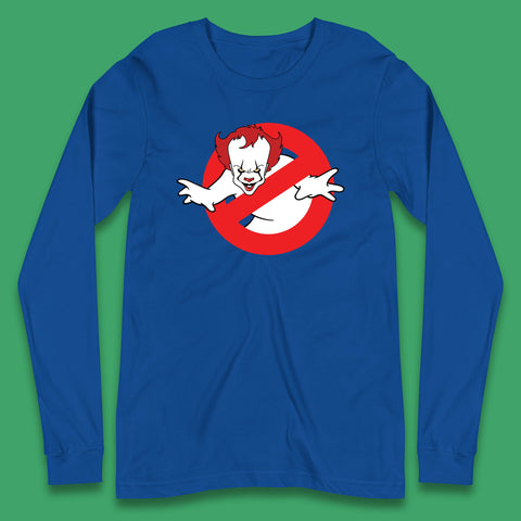 The Real Ghostbusters No Ghost Halloween IT Pennywise Clown Movie Mashup Parody Long Sleeve T Shirt