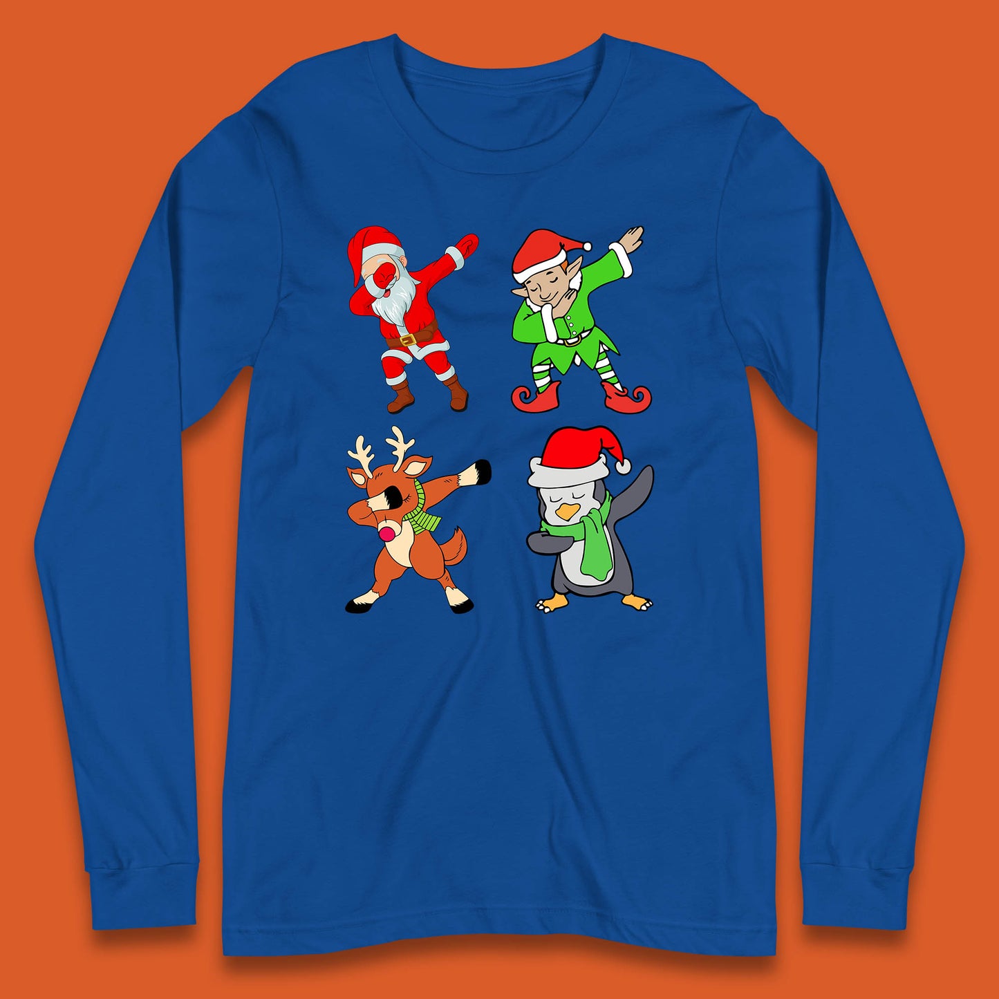 Christmas Santa Clause & Friends Dabbing Dance Long Sleeve T Shirt