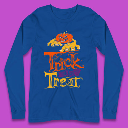 Halloween Trick Or Treat Horror Scary Evil Pumpkin With Zombie Hands Long Sleeve T Shirt