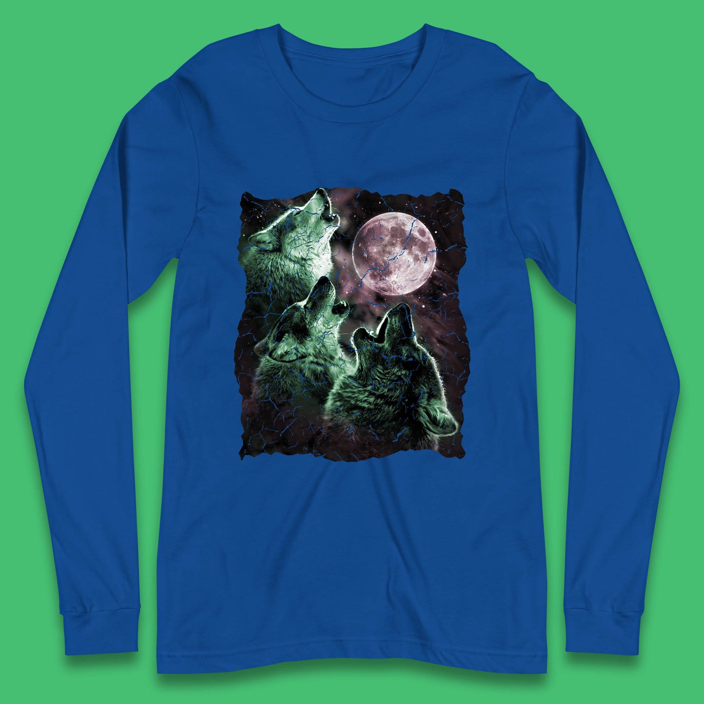 Three Wolf Howling At Moon Wild Free Wolves Three Wolf Dog Animal The Mountain Long Sleeve T Shirt