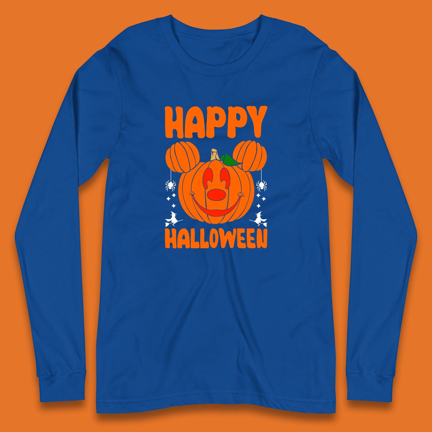 Happy Halloween Disney Mickey Mouse Jack-o-lantern Pumpkin Face Horror Scary Disney Trip Long Sleeve T Shirt