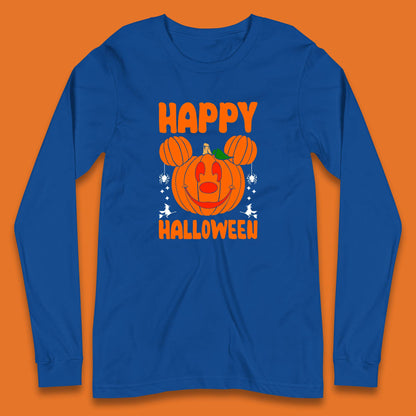 Happy Halloween Disney Mickey Mouse Jack-o-lantern Pumpkin Face Horror Scary Disney Trip Long Sleeve T Shirt