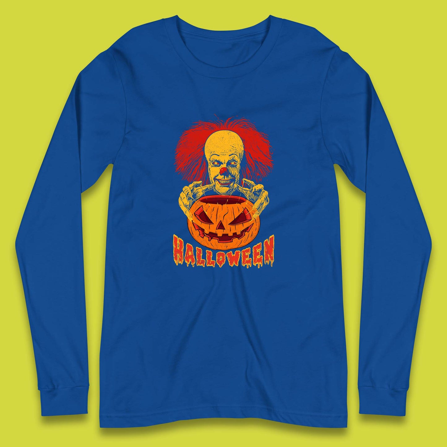 Pennywise Clown Hands Halloween Pumpkin IT Pennywise Clown Horror Movie Fictional Character Long Sleeve T Shirt