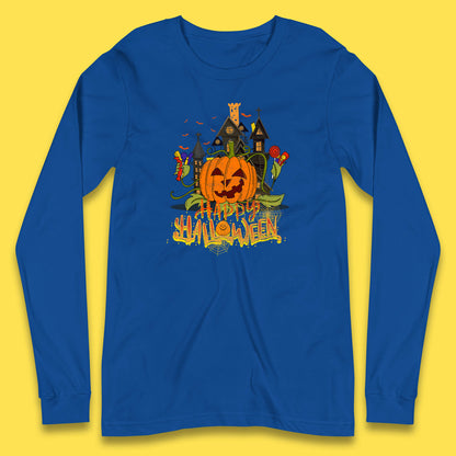 Happy Halloween Spooky Haunted House Halloween Pumpkin Horror Scary Jack-o-lantern Long Sleeve T Shirt