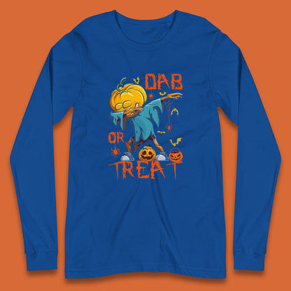 Dab Or Treat Scarecrow Dabs Halloween Dabbing Dance Horror Scary Long Sleeve T Shirt