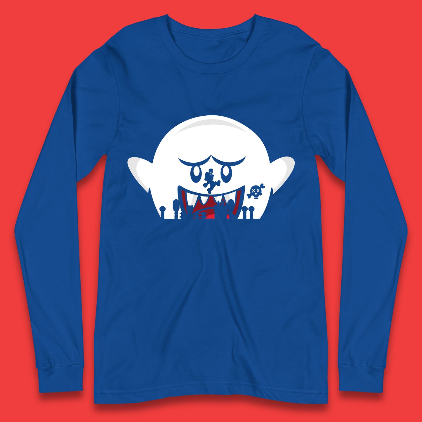 Super Mario Boo Trick Or Treat Halloween Nintendo Mario Iconic Ghost Boo Long Sleeve T Shirt