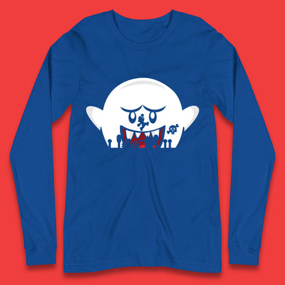Super Mario Boo Trick Or Treat Halloween Nintendo Mario Iconic Ghost Boo Long Sleeve T Shirt