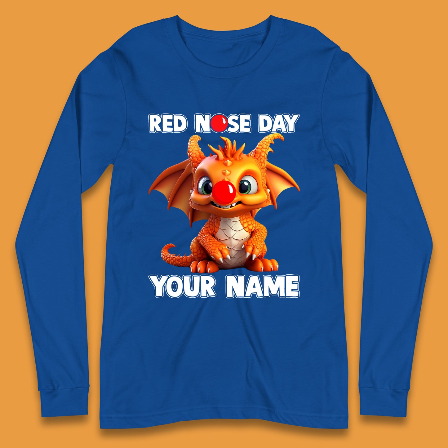 Personalised Red Nose Day Dragon Long Sleeve T-Shirt
