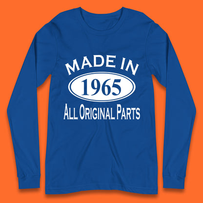 Made In 1965 All Original Parts Vintage Retro 58th Birthday Funny 58 Years Old Birthday Gift Long Sleeve T Shirt